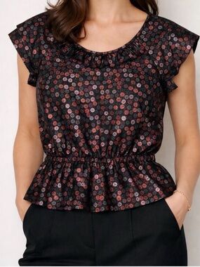Marc by Marc Jacobs Black Multi Metallic Dot Peplum Top